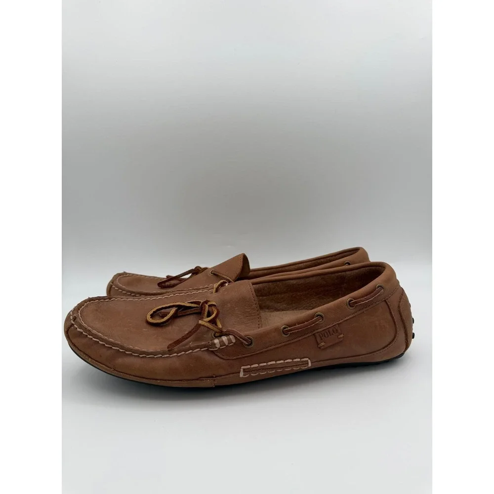 Polo Ralph Lauren Wyndings Tan Leather Driving Loafers Mens Size 13D 14557